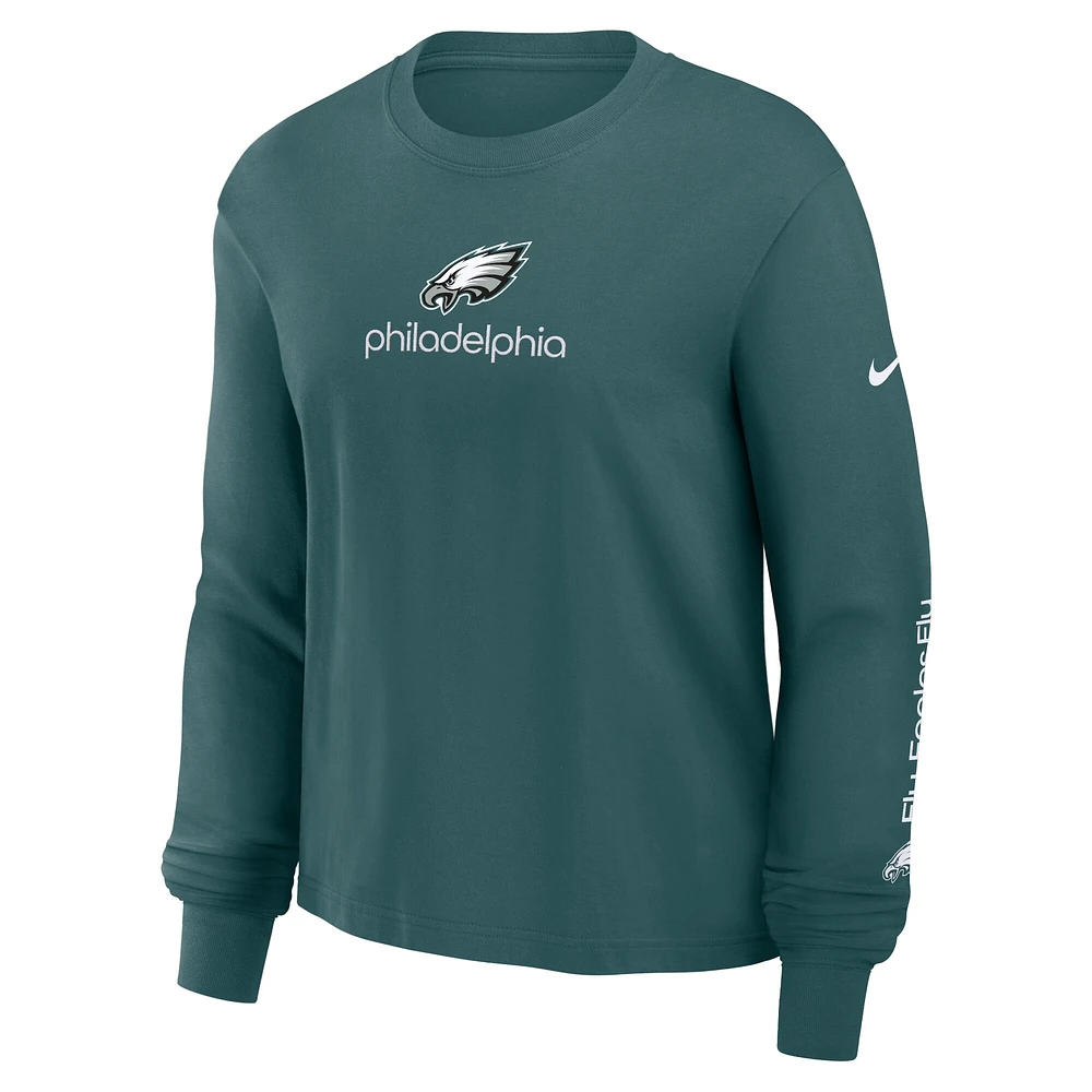 Women's Nike Midnight Green Philadelphia Eagles Boxy Long Sleeve T-Shirt
