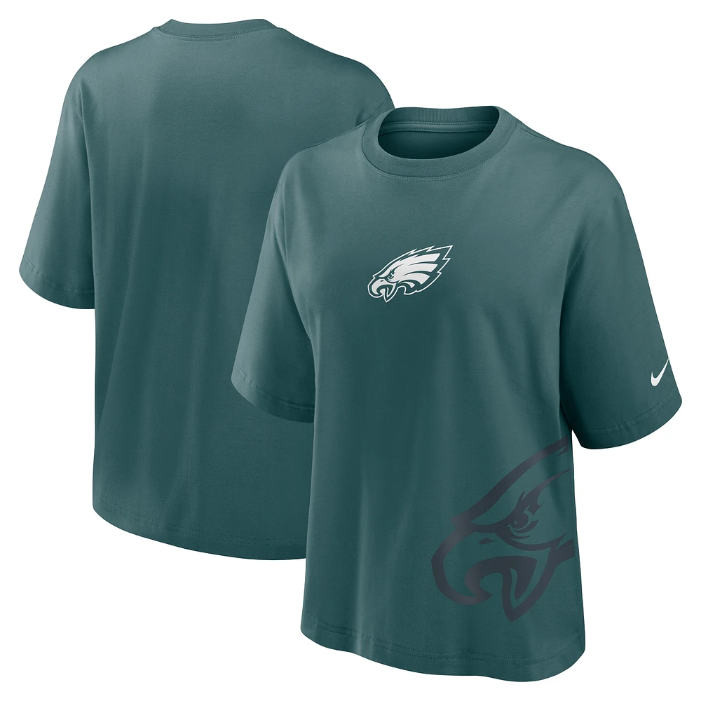 T-shirt Nike Boxy vert nuit pour femme Philadelphia Eagles