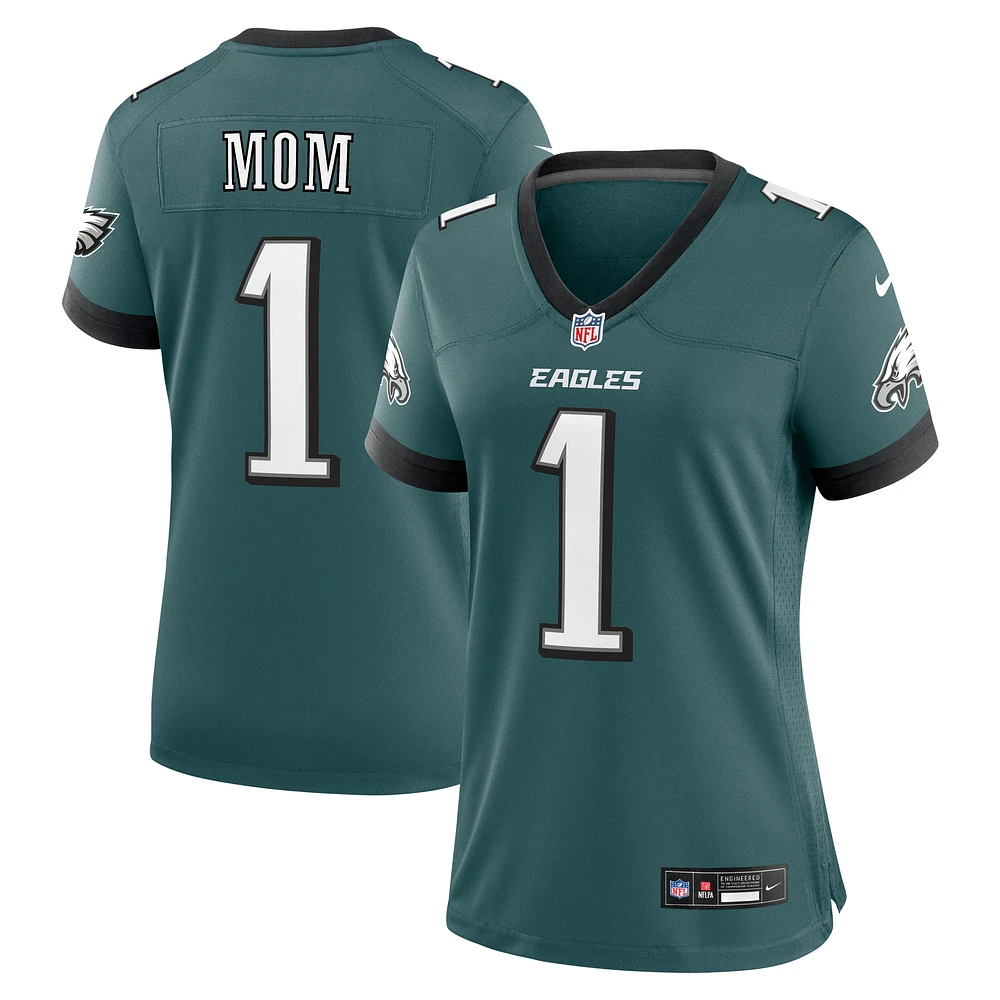 Maillot Nike #1 Mom Game des Philadelphia Eagles pour femme, vert minuit