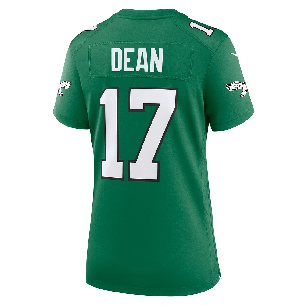 Maillot de match alternatif des Eagles Philadelphie pour femme Nike Nakobe Dean Kelly vert