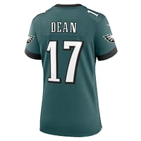 Maillot de match l'équipe Nike Nakobe Dean pour femme, vert minuit, des Eagles Philadelphie