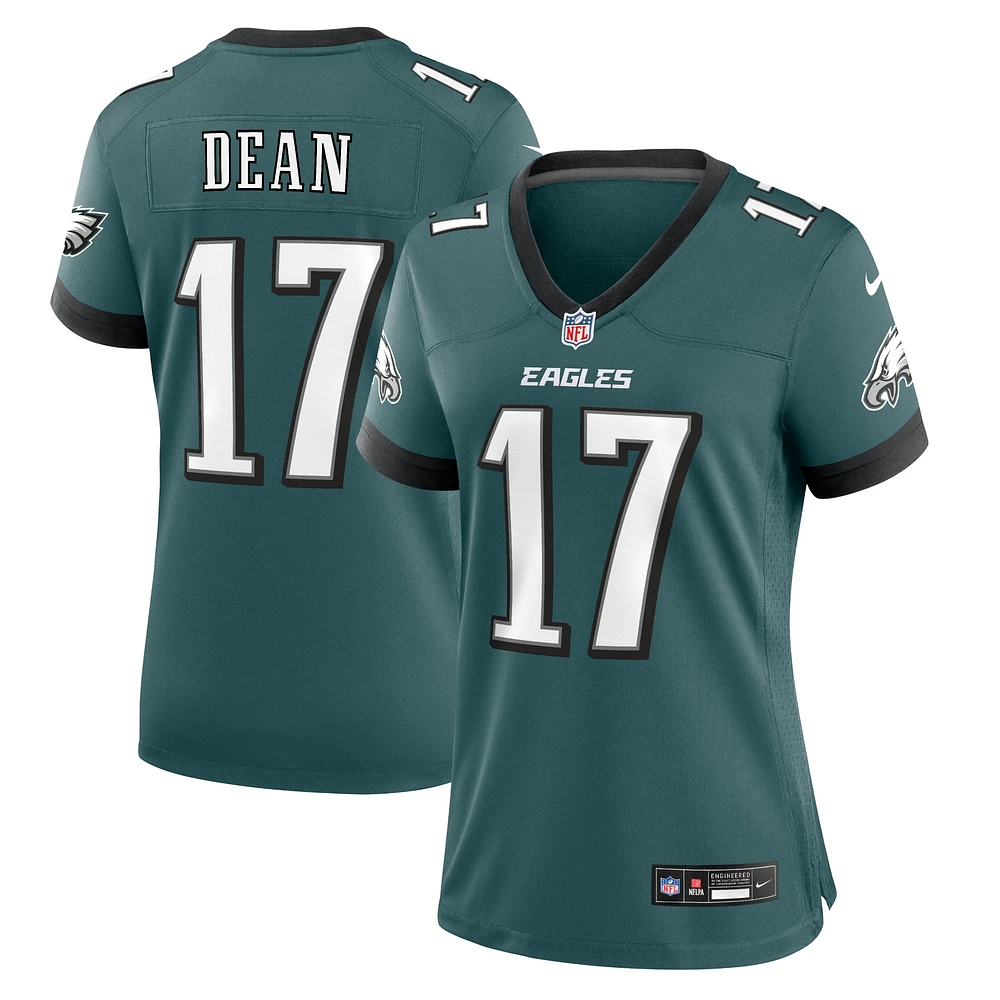 Maillot de match l'équipe Nike Nakobe Dean pour femme, vert minuit, des Eagles Philadelphie