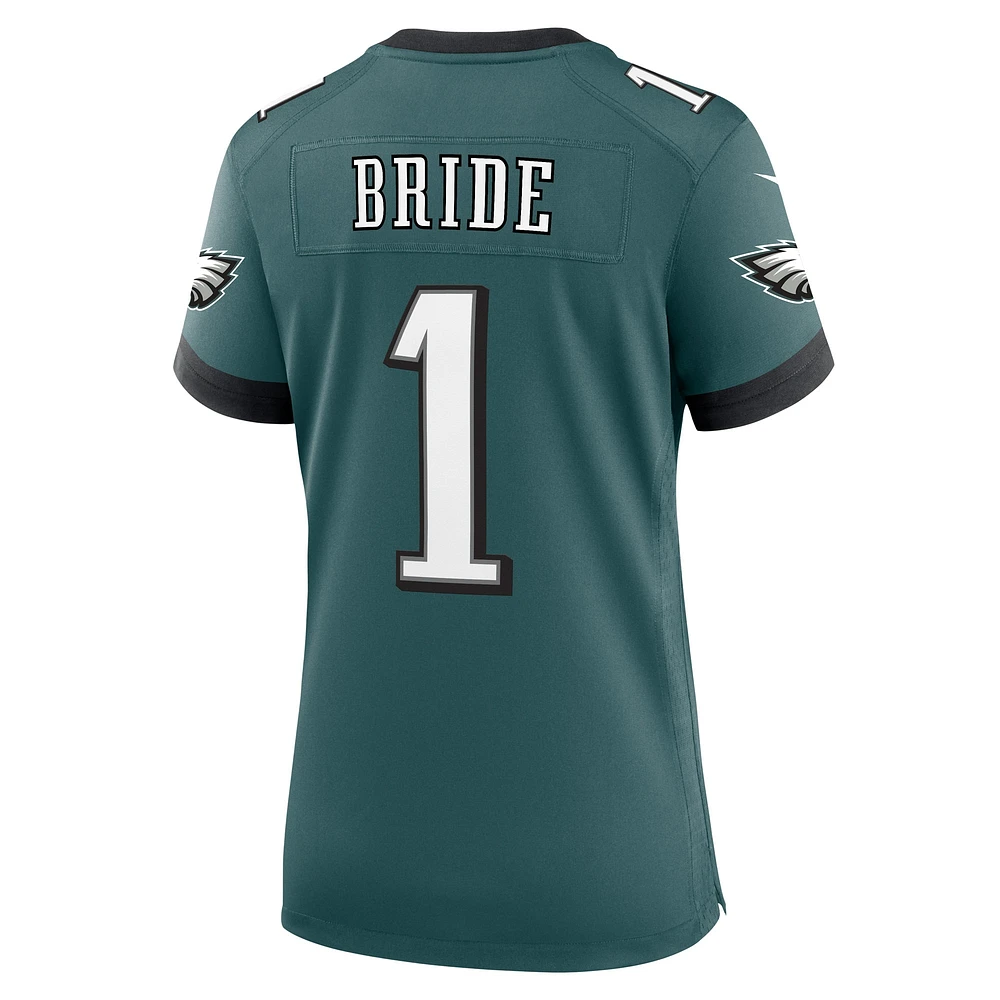 Maillot de match des Eagles Philadelphie Nike numéro 1 Bride Midnight Green pour femme