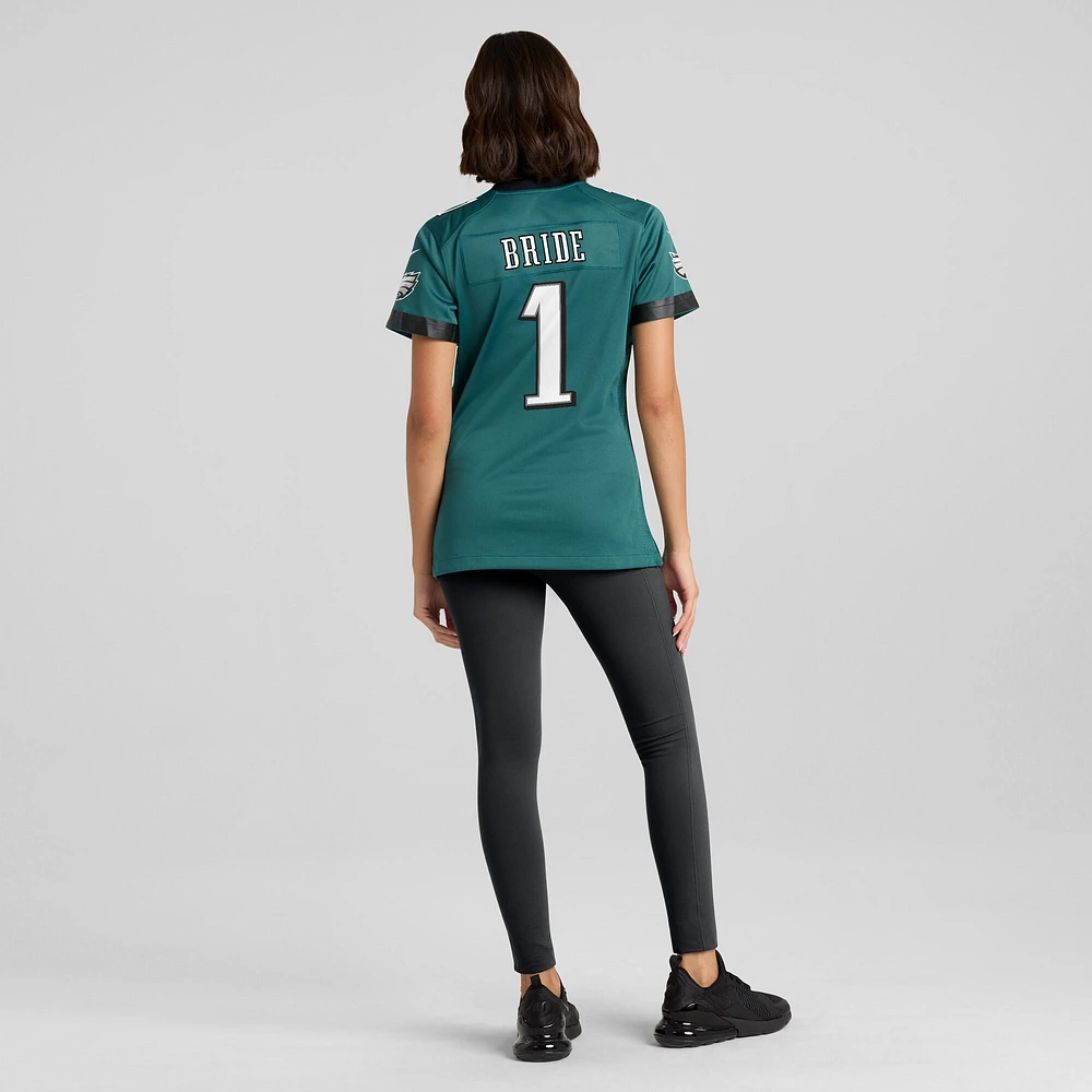 Maillot de match des Eagles Philadelphie Nike numéro 1 Bride Midnight Green pour femme