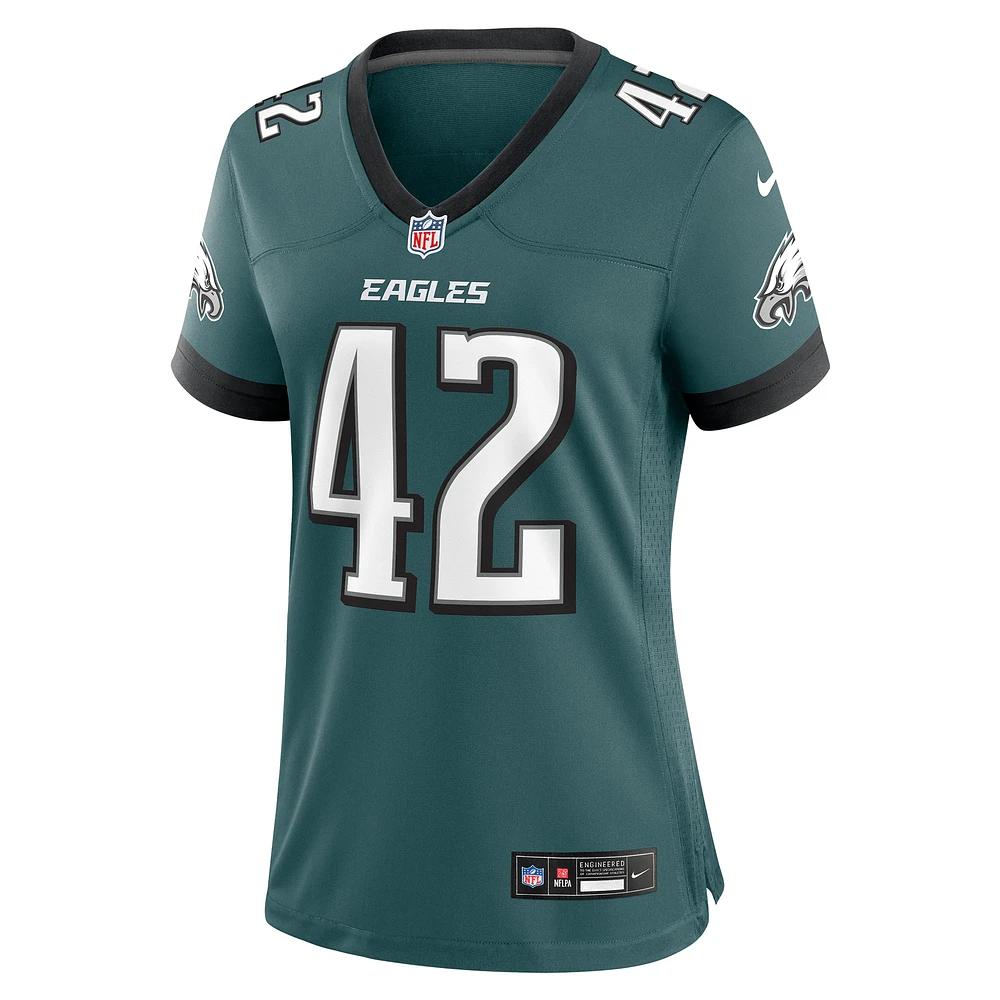 Maillot de match Nike Oren Burks pour femme, vert minuit, des Eagles Philadelphie