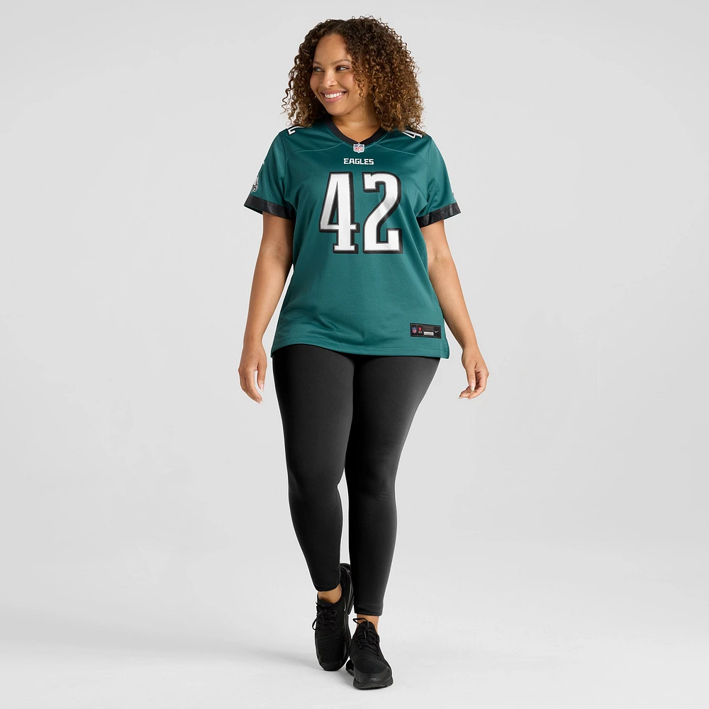 Maillot de match Nike Oren Burks pour femme, vert minuit, des Eagles Philadelphie