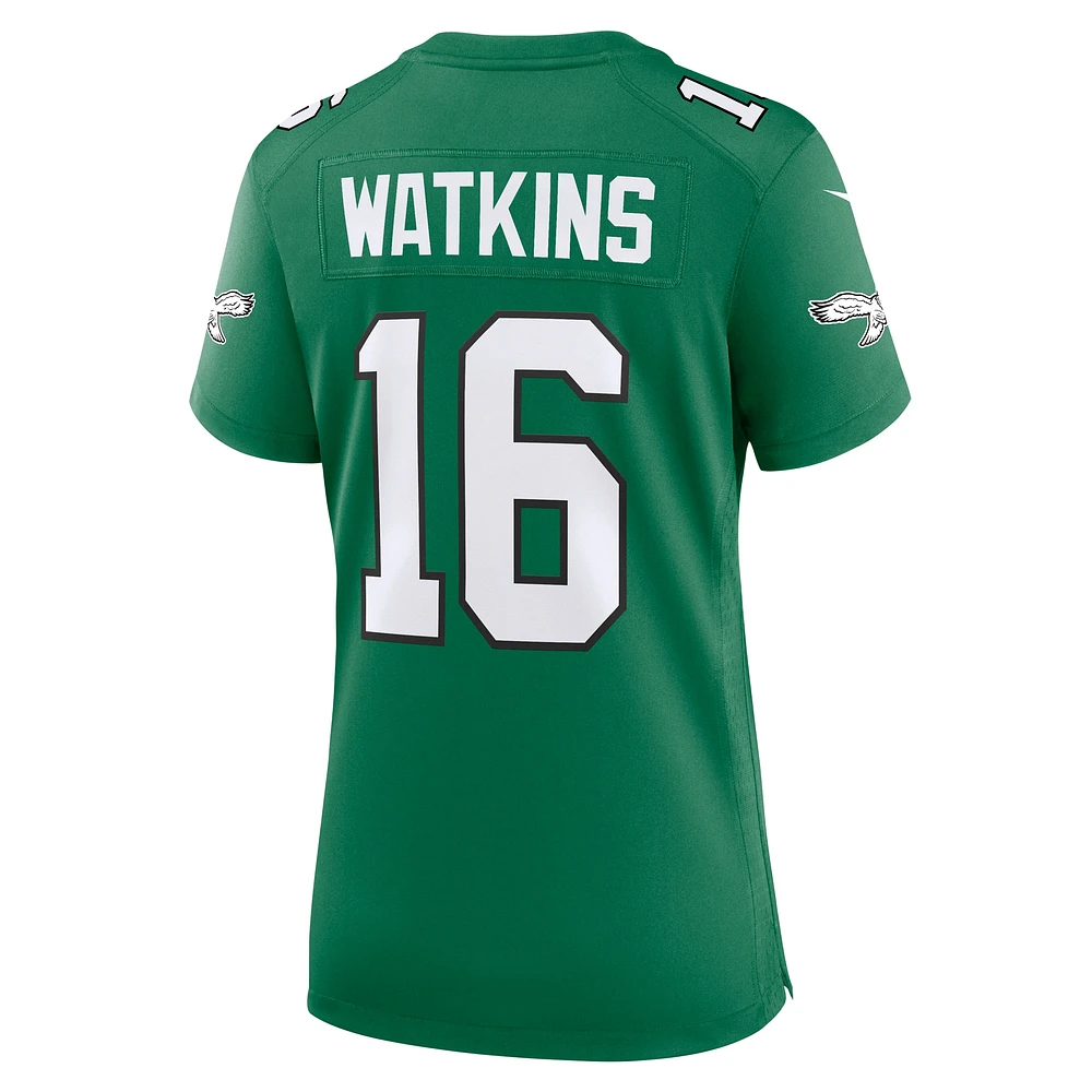 Maillot de jeu alternatif des Eagles Philadelphie Nike Quez Watkins Kelly vert pour femme