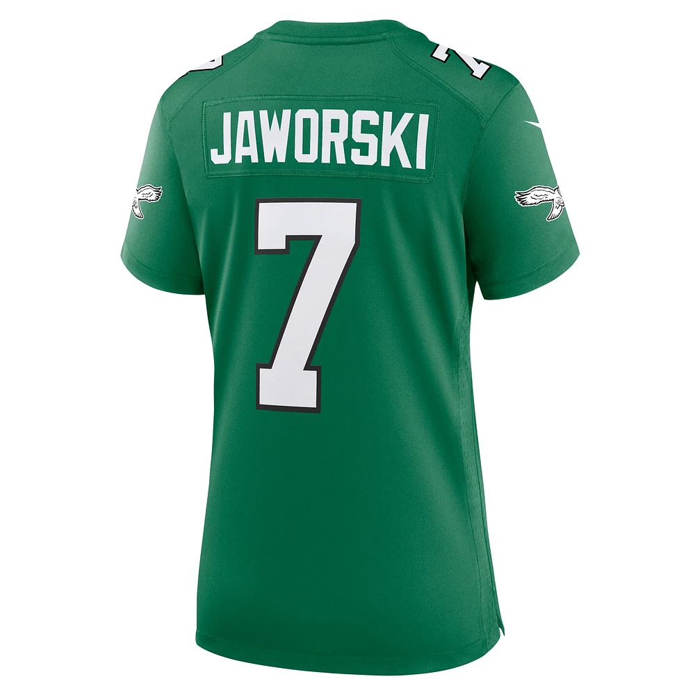 Maillot de jeu alternatif des Eagles Philadelphie Nike Ron Jaworski Kelly vert pour femme