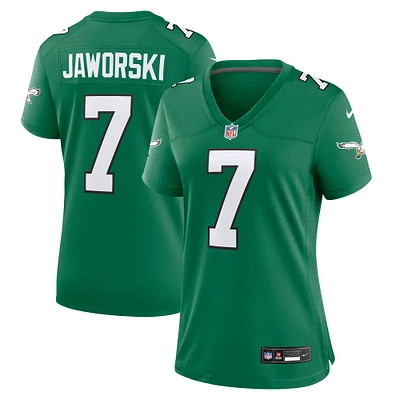 Maillot de jeu alternatif des Eagles Philadelphie Nike Ron Jaworski Kelly vert pour femme