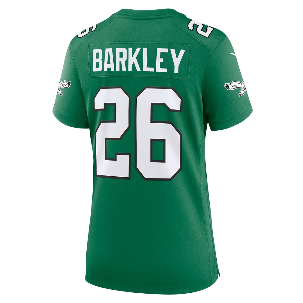 Maillot Nike Saquon Barkley Kelly pour femme, vert, Philadelphia Eagles, Super Bowl LIX, 2e match alternatif