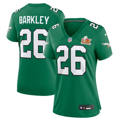 Maillot Nike Saquon Barkley Kelly pour femme, vert, Philadelphia Eagles, Super Bowl LIX, 2e match alternatif