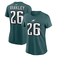 T-shirt avec nom et numéro de joueur des Philadelphia Eagles Nike Saquon Barkley pour femme, vert minuit