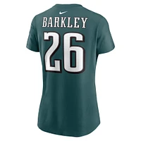T-shirt avec nom et numéro de joueur des Philadelphia Eagles Nike Saquon Barkley pour femme, vert minuit