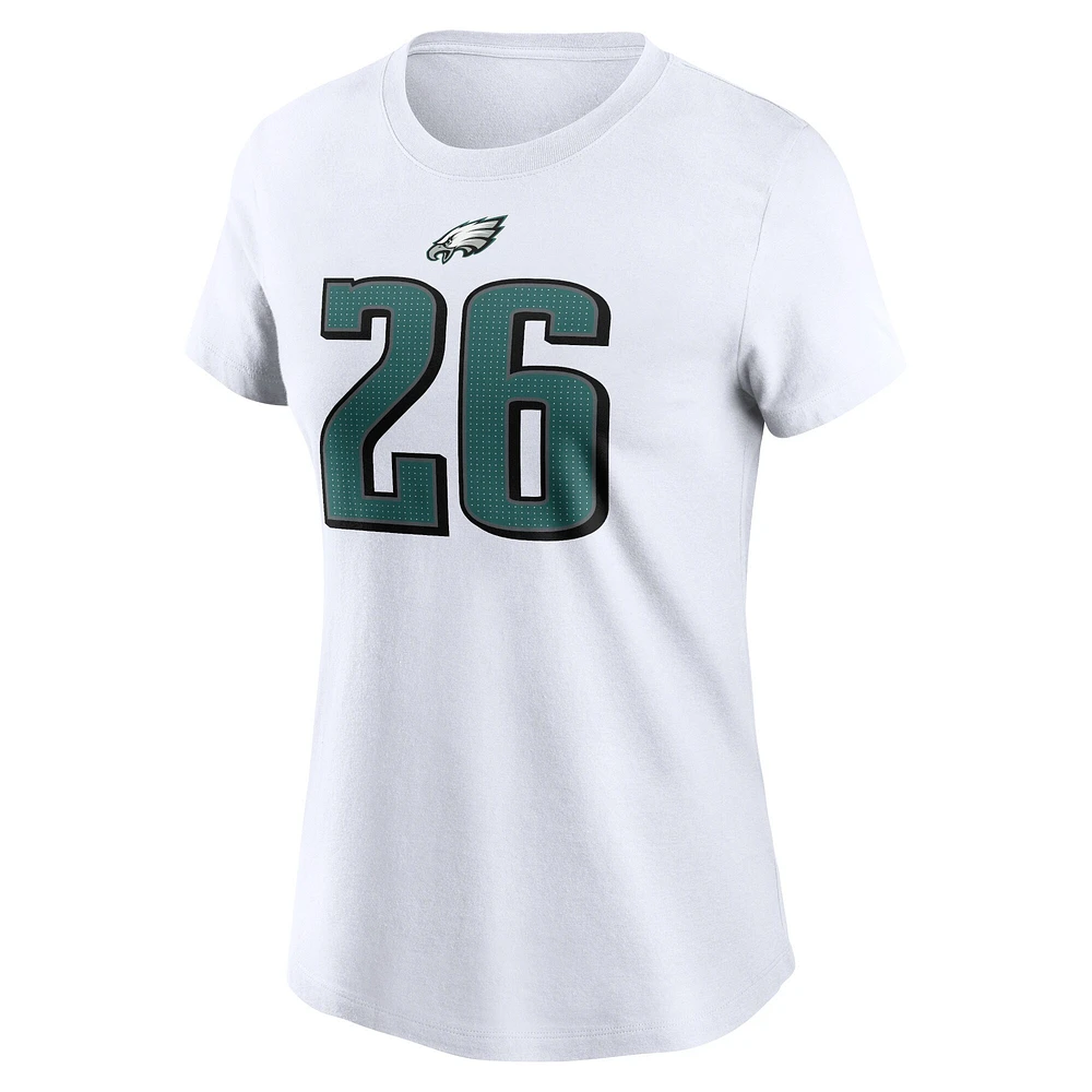 T-shirt Nike Saquon Barkley pour femme avec nom et numéro de joueur des Philadelphia Eagles