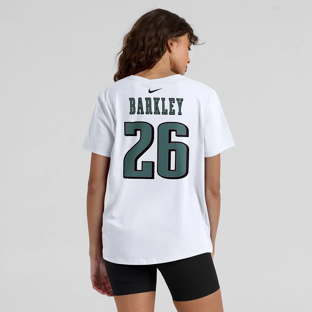 T-shirt Nike Saquon Barkley pour femme avec nom et numéro de joueur des Philadelphia Eagles