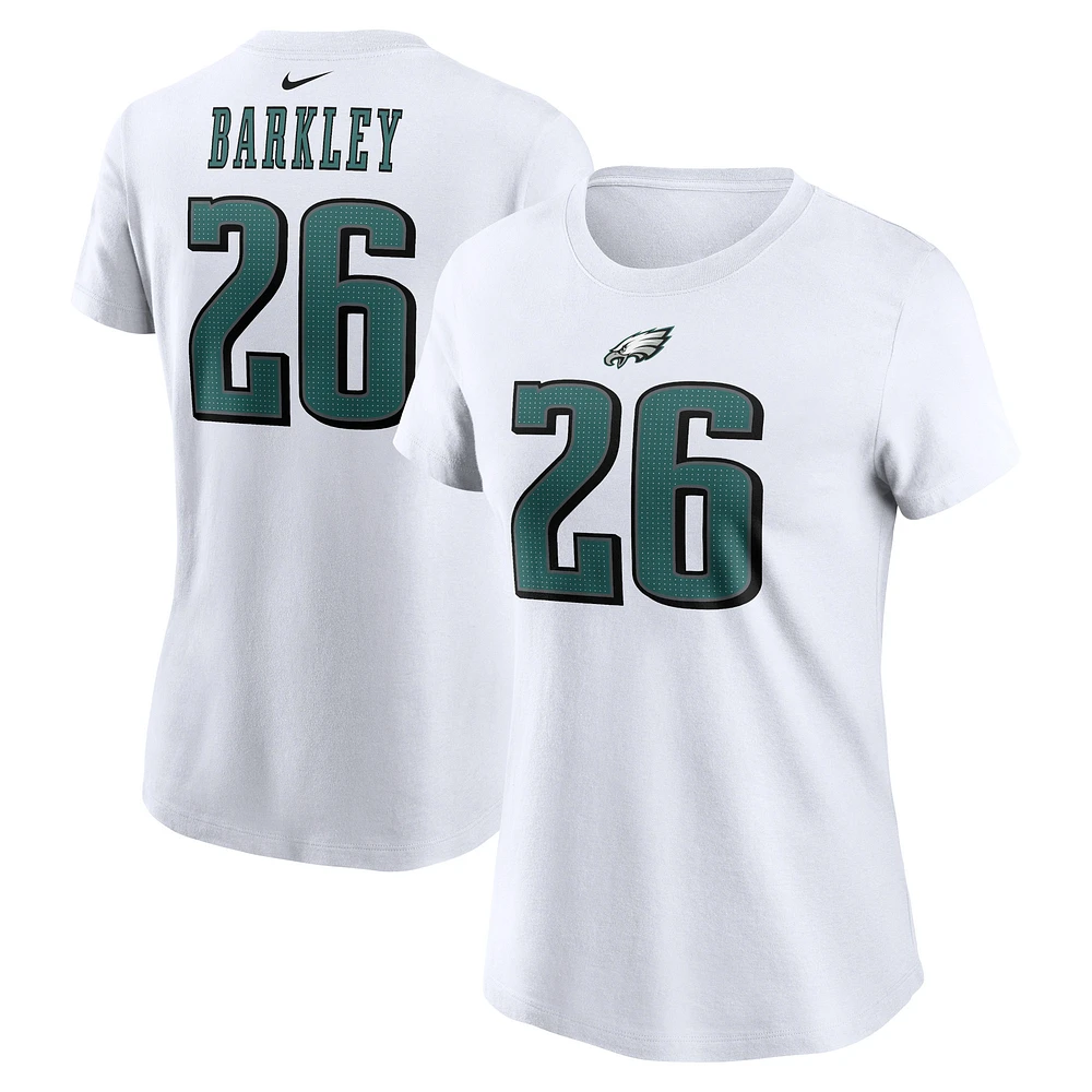 T-shirt Nike Saquon Barkley pour femme avec nom et numéro de joueur des Philadelphia Eagles