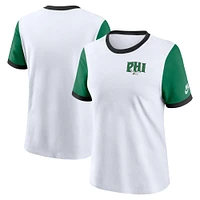 Women's Nike White/Kelly Green Philadelphia Eagles Rewind Ringer T-Shirt