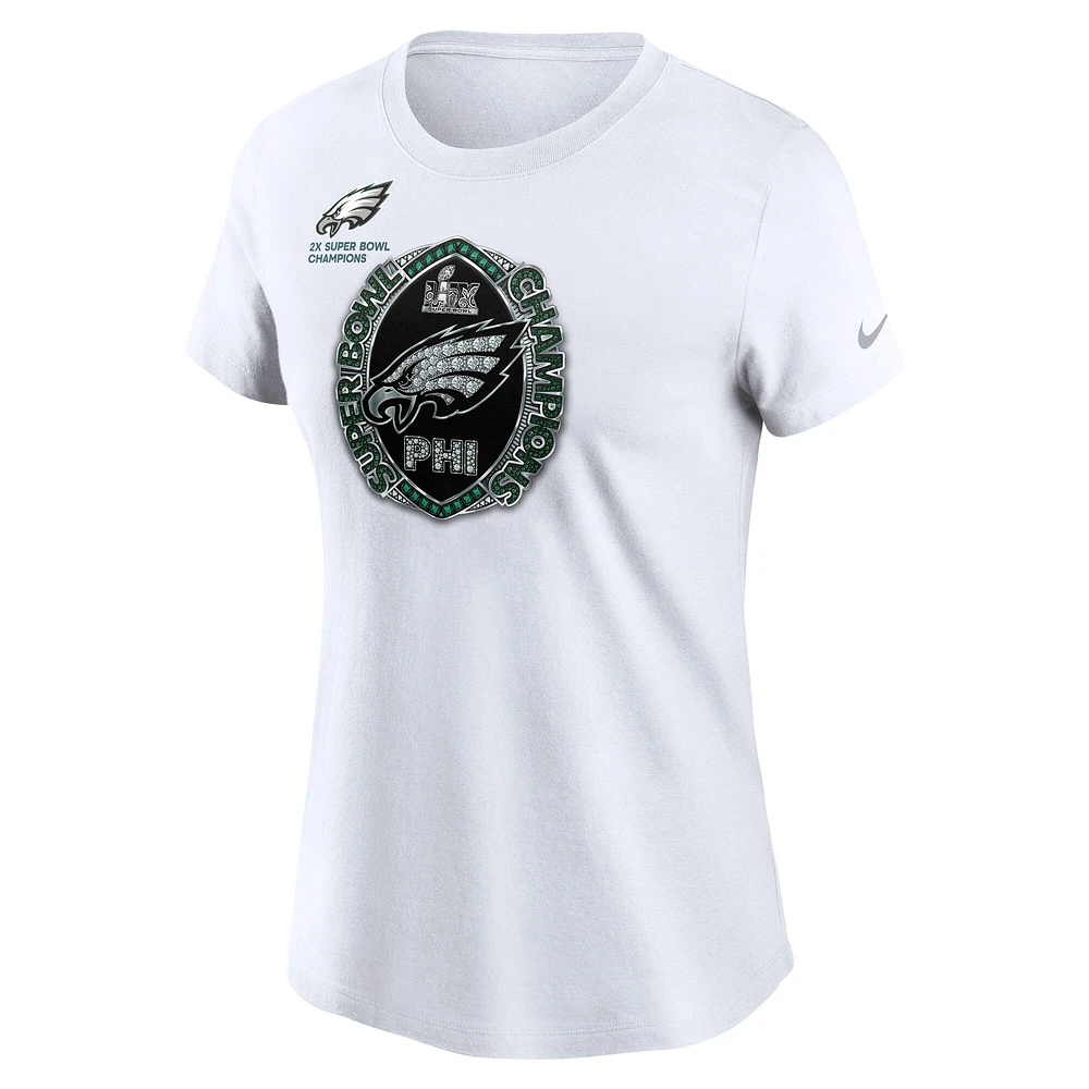 Women's Nike  White Philadelphia Eagles Two-Time Super Bowl Champions Ring T-Shirt