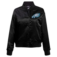 Women's Pro Standard Black Philadelphia Eagles Jeweled Satin Full-Snap Jacket