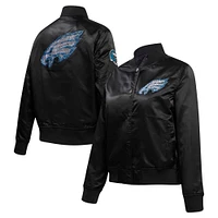 Veste à boutons-pression en satin ornée de bijoux Philadelphia Eagles Pro Standard noire pour femme