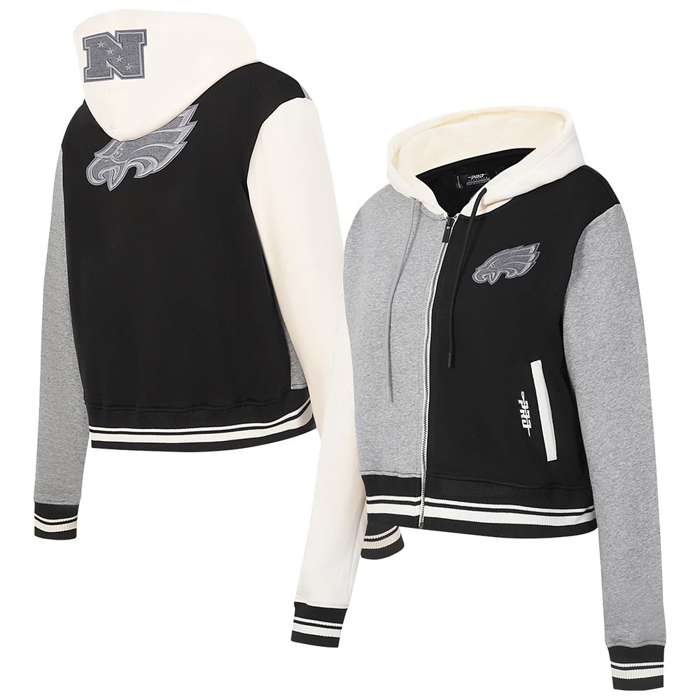 Sweat à capuche zippé en French Terry Reverse Colorblock Pro Standard gris pour femme des Philadelphia Eagles