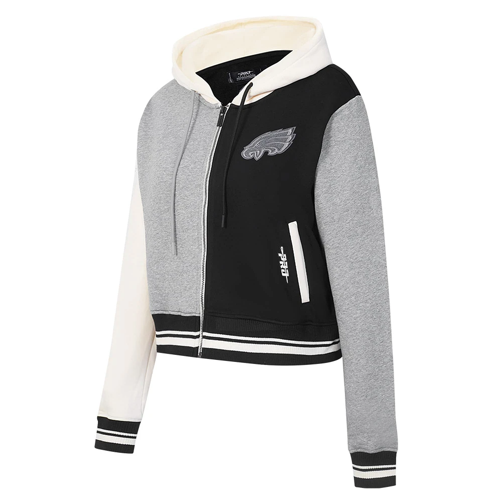 Sweat à capuche zippé en French Terry Reverse Colorblock Pro Standard gris pour femme des Philadelphia Eagles