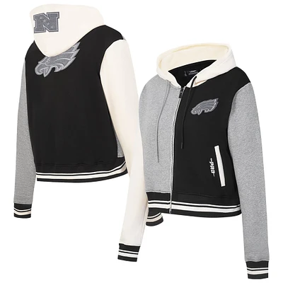 Women's Pro Standard  Gray Philadelphia Eagles Reverse French Terry Colorblock Full-Zip Hoodie