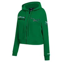 Sweat à capuche zippé avec logo Split Pro Standard Kelly Green pour femme des Philadelphia Eagles