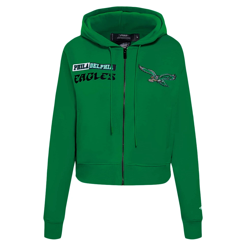 Sweat à capuche zippé avec logo Split Pro Standard Kelly Green pour femme des Philadelphia Eagles