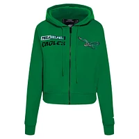Sweat à capuche zippé avec logo Split Pro Standard Kelly Green pour femme des Philadelphia Eagles