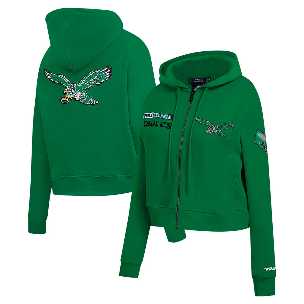 Sweat à capuche zippé avec logo Split Pro Standard Kelly Green pour femme des Philadelphia Eagles