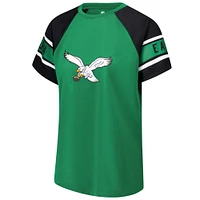 Haut raglan à blocs de couleurs pour femme, vert Kelly, Philadelphia Eagles, premier tour