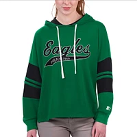 T-shirt à capuche manches longues Starter Kelly Green Philadelphia Eagles Bump And Run pour femmes