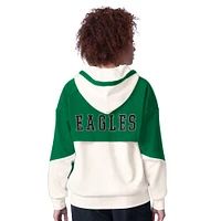 Sweat à capuche entièrement zippé blanc Philadelphia Eagles Scrimmage pour femme