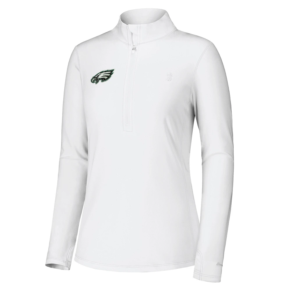 Women's Tommy Bahama White Philadelphia Eagles Sport Playa Vista Quarter-Zip Jacket