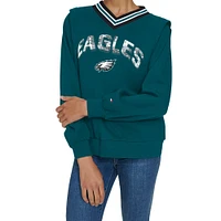 Women's Tommy Hilfiger Midnight Green Philadelphia Eagles Alice V-Neck Pullover Sweatshirt