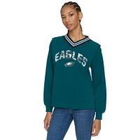 Sweat-shirt à col en V Alice pour femme Tommy Hilfiger Midnight Green Philadelphia Eagles