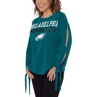 Women's New Era Midnight Green Philadelphia Eagles Raglan Lace-Up T-Shirt