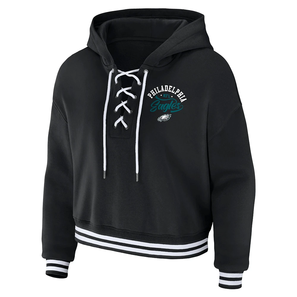 Sweat à capuche lacets noir Philadelphia Eagles pour femme WEAR by Erin Andrews