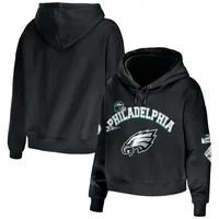 Women's WEAR by Erin Andrews White Philadelphia Eagles Domestic Cropped  Long Sleeve T-Shirt