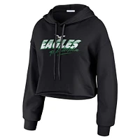 Women's WEAR by Erin Andrews Black Philadelphia Eagles Prime Cropped Pullover Hoodie