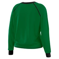 Women's WEAR by Erin Andrews Green/Black Philadelphia Eagles Tie-Front Long Sleeve Top