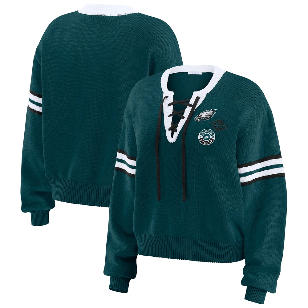 Sweat-shirt à lacets vert Philadelphia Eagles pour femme WEAR by Erin Andrews