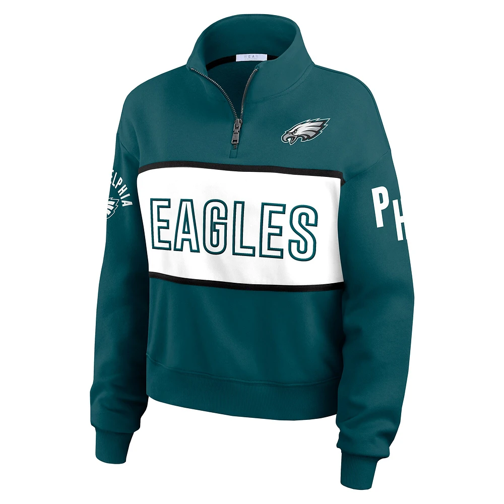 Women's WEAR by Erin Andrews Green Philadelphia Eagles Quarter-Zip Jacket