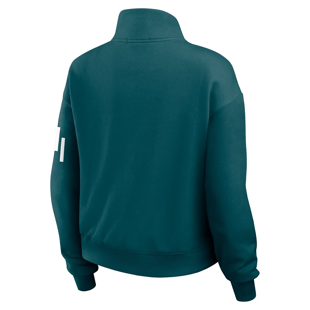 Women's WEAR by Erin Andrews Green Philadelphia Eagles Quarter-Zip Jacket