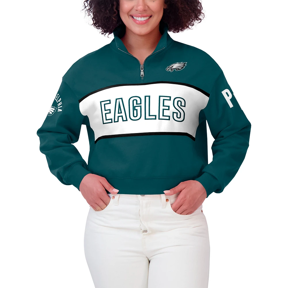 Women's WEAR by Erin Andrews Green Philadelphia Eagles Quarter-Zip Jacket