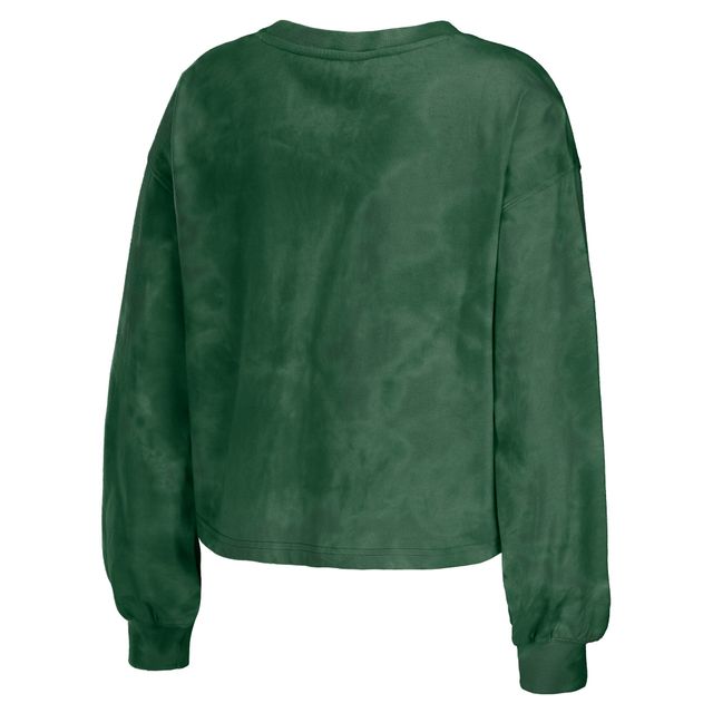 Women's Philadelphia Eagles WEAR by Erin Andrews Kelly Green Tie-Dye  Cropped Pullover Sweatshirt & Shorts