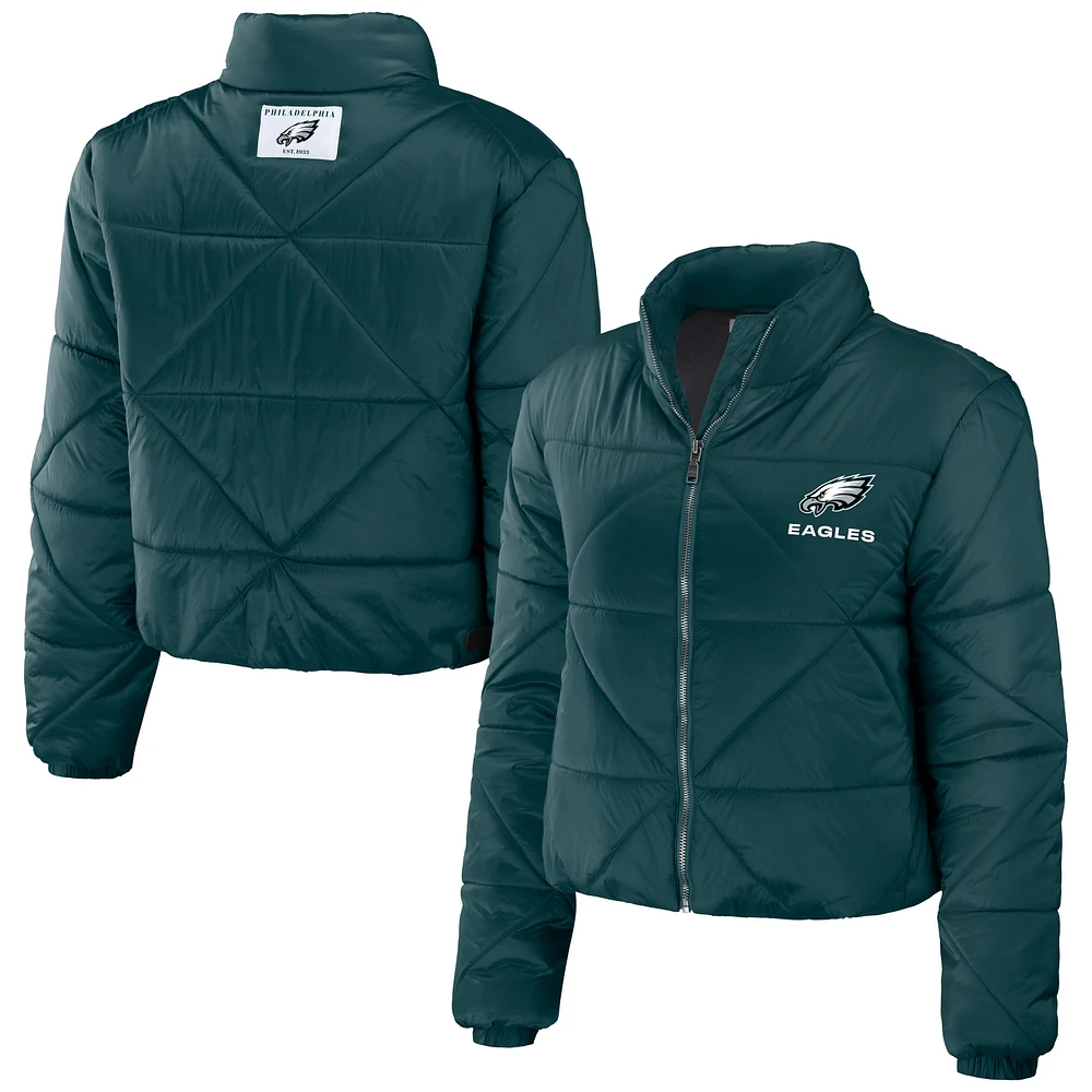 Veste courte zippée WEAR by Erin Andrews pour femme, vert nuit, motif Philadelphia Eagles