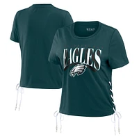 T-shirt court à lacets sur le côté vert nuit pour femme WEAR by Erin Andrews des Philadelphia Eagles