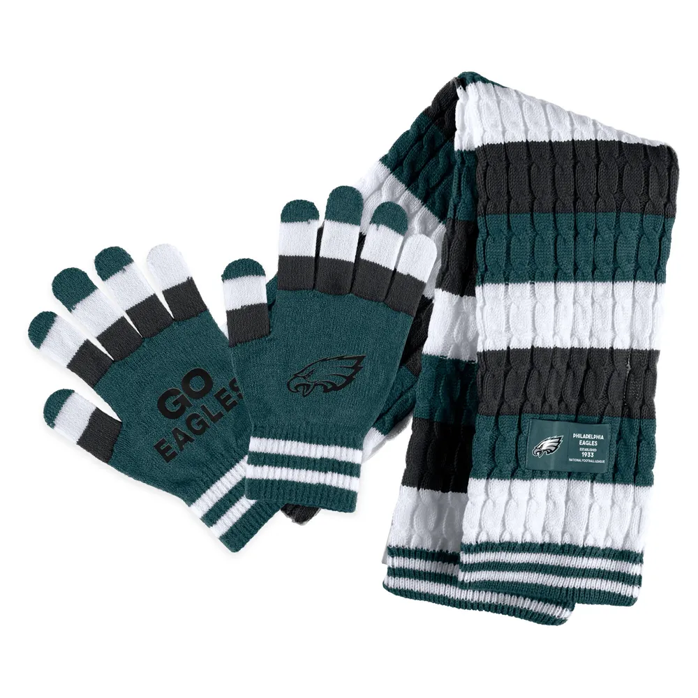 Lids Philadelphia Eagles WEAR by Erin Andrews Women's Striped Scarf & Gloves  Set